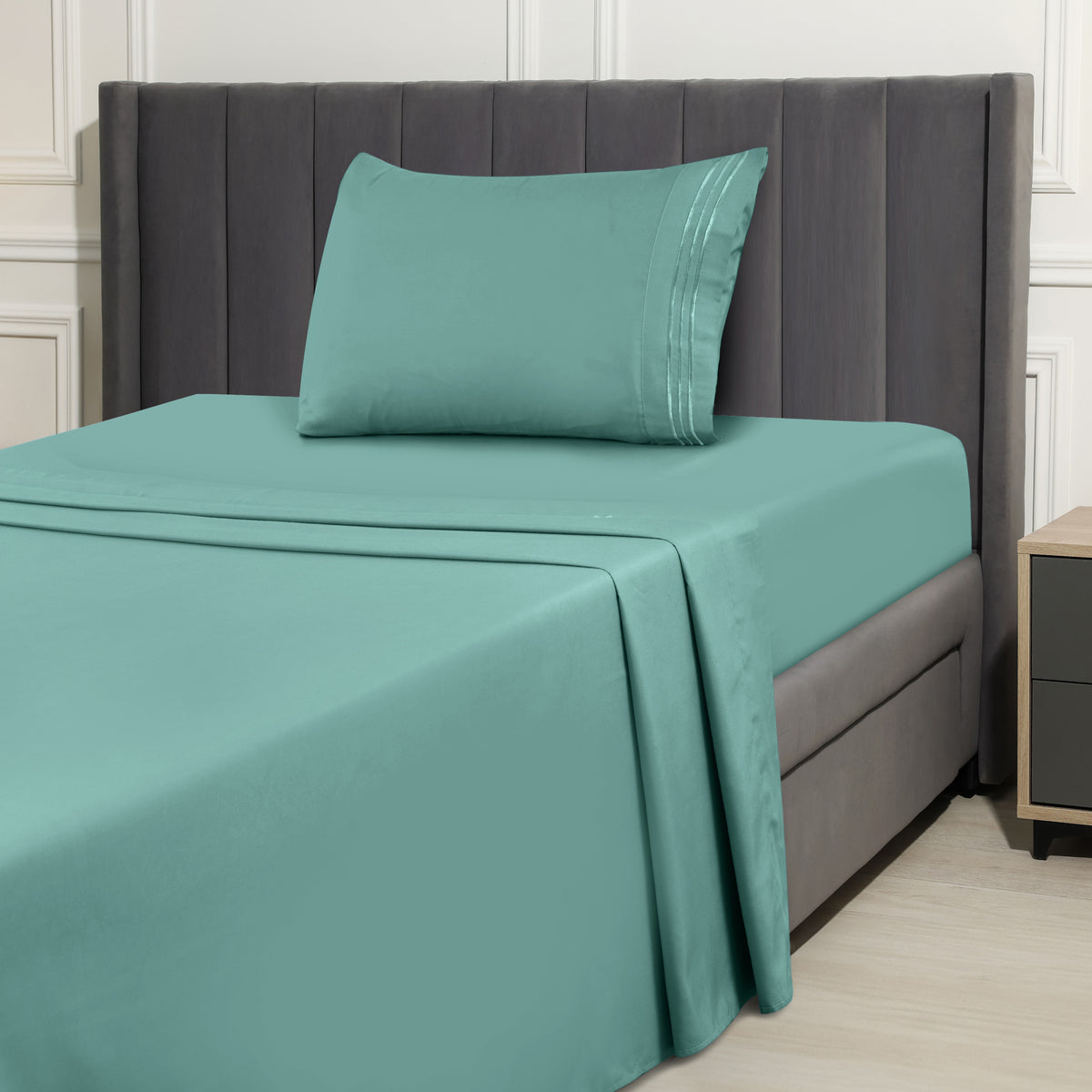 1800 Series Bed Sheets Set 4 Pieces – Brushed Microfiber Deep Pocket Sheet Set with Pillowcases, Cooling & Breathable Bedding for All Seasons, Fade Resistant, Fits Mattresses Up to 16 Inches