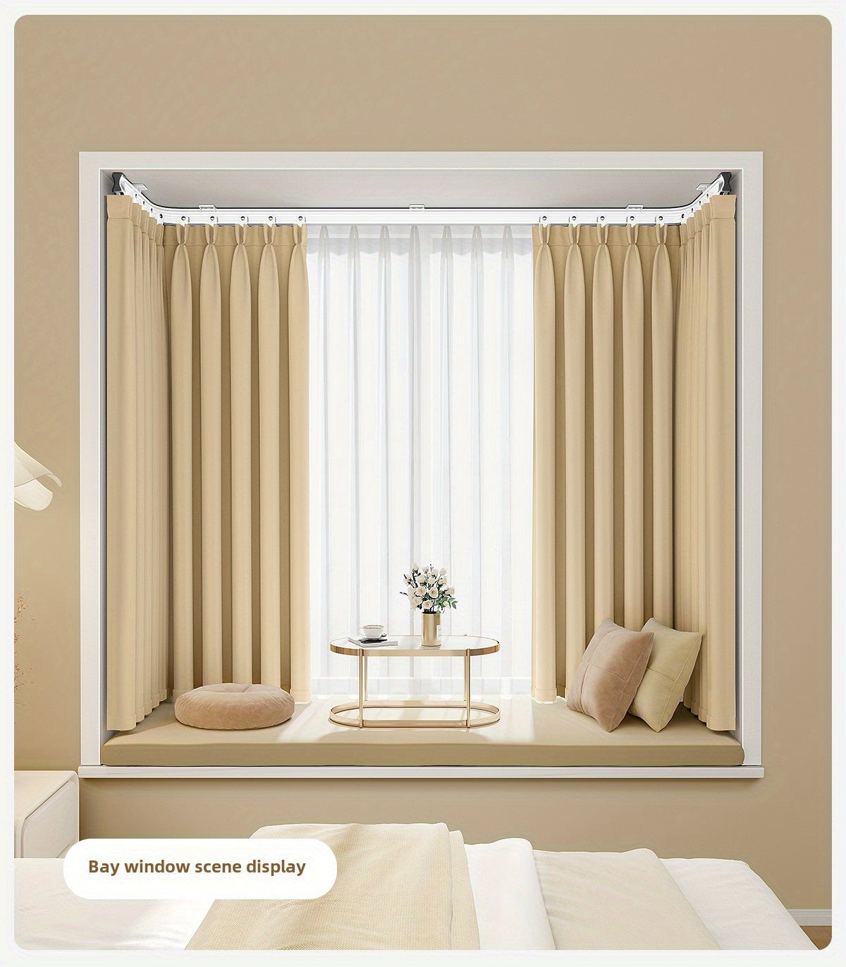 Flexible Curtain Rail Track Ceiling Mount, Bendable PVC Curtain Rod for Bay Window Bathroom Curved Walls, Easy Trim to Fit, White Glossy Finish, Modern Home Decor Curtain Accessories, No Tools Needed