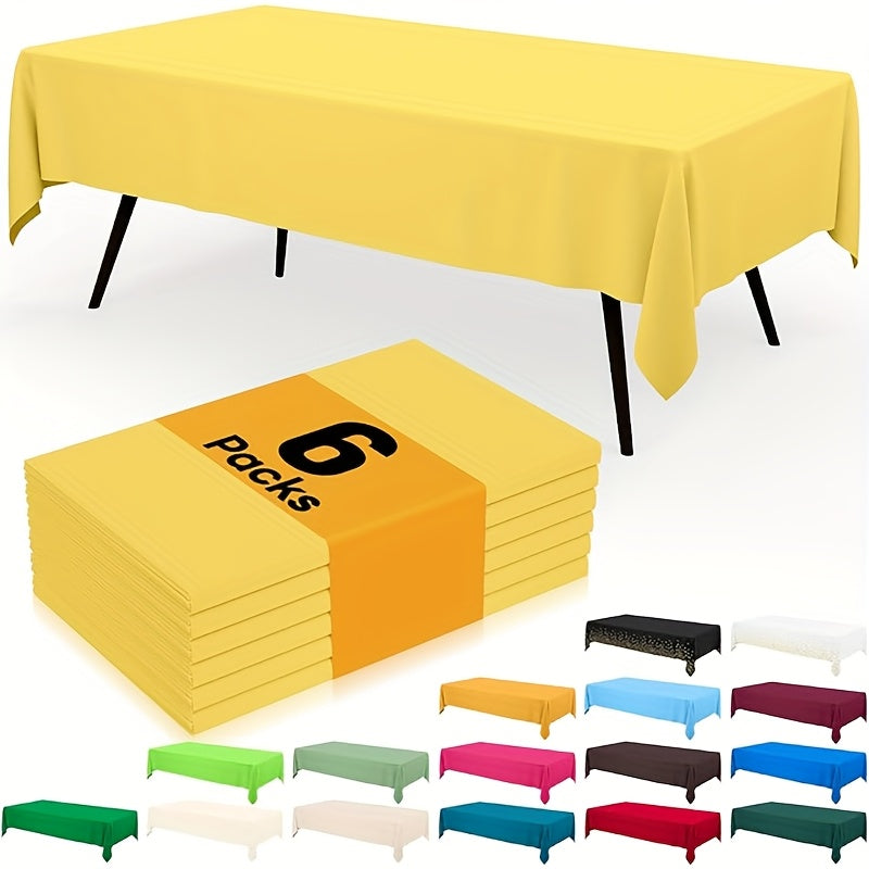 Disposable Plastic Tablecloths 6 Pack 54"x72" – Vibrant Solid Color Table Covers for Parties, Weddings, Birthdays, Christmas & Buffets, Indoor Outdoor Use, Durable Machine-Made