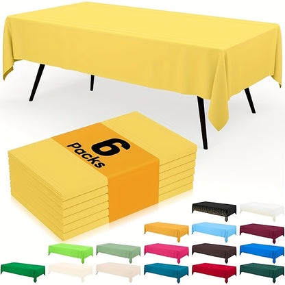 Disposable Plastic Tablecloths 6 Pack 54"x72" – Vibrant Solid Color Table Covers for Parties, Weddings, Birthdays, Christmas & Buffets, Indoor Outdoor Use, Durable Machine-Made