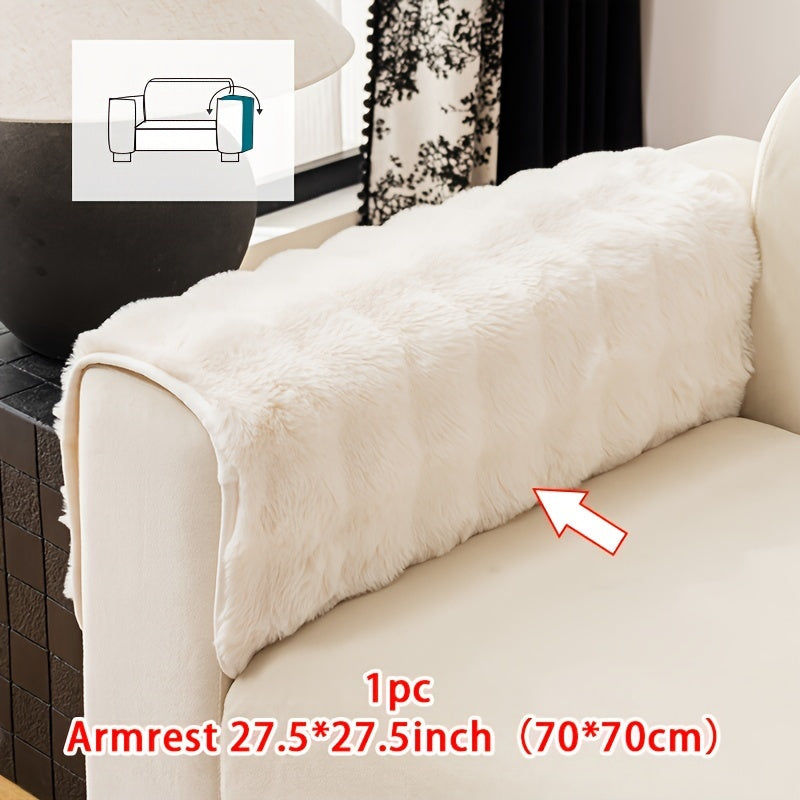 Faux Rabbit Plush Sofa Cover Winter Warm Thickened Anti-Slip Furniture Protector – Soft Pet-Friendly Couch Cover for Living Room Bedroom Office, 4 Colors