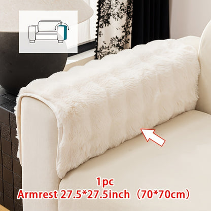 Faux Rabbit Plush Sofa Cover Winter Warm Thickened Anti-Slip Furniture Protector – Soft Pet-Friendly Couch Cover for Living Room Bedroom Office, 4 Colors