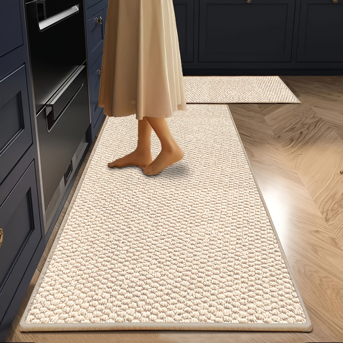 Kitchen Runner Mat Washable Swordfish Pineapple Design 1300GSM Thick Non-Slip Rug for Hallway, Laundry Room, Bathroom & Entrance – Beige Coastal Tropical Home Decor