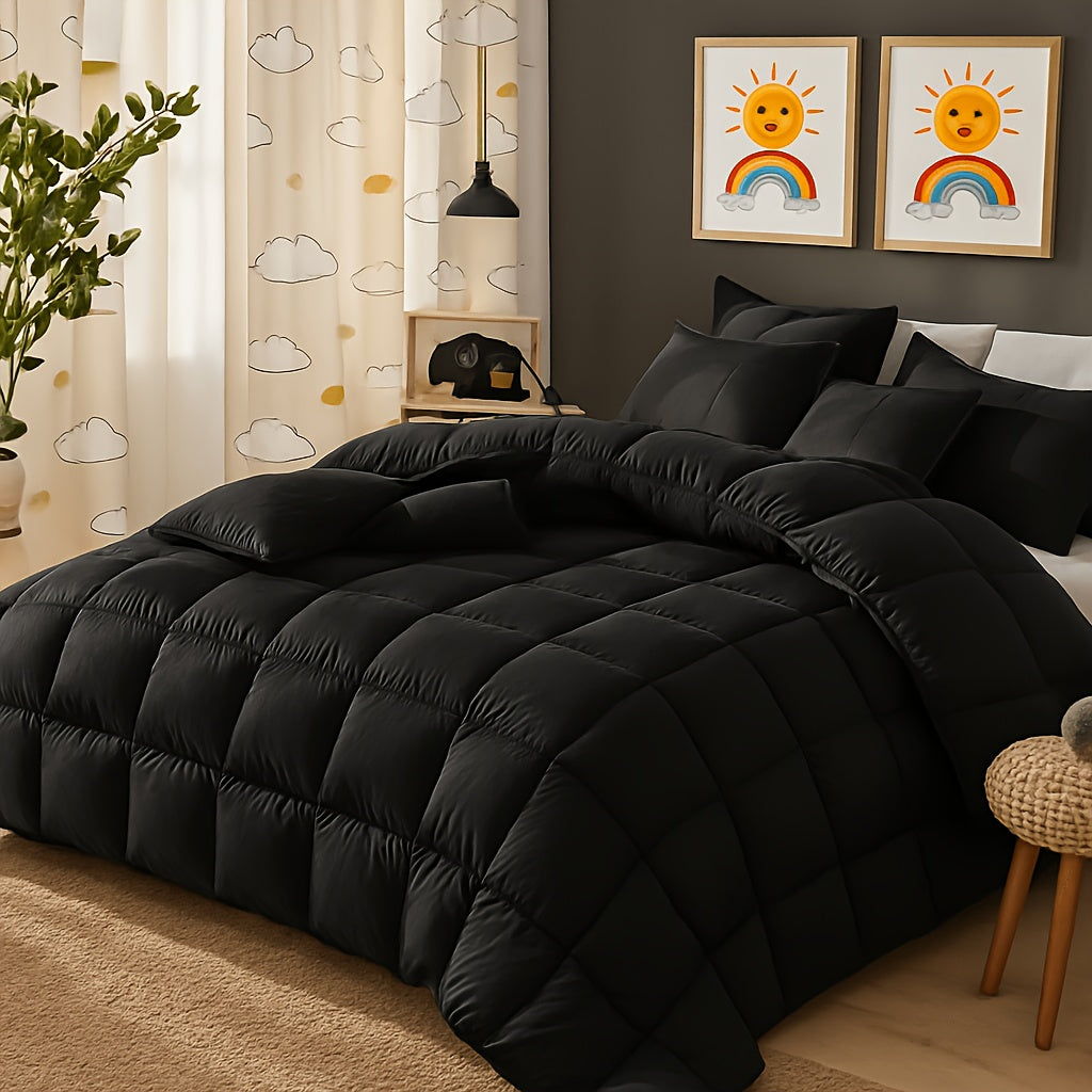 Comforter Sets Queen King Full 7 Piece Bed in a Bag – Soft Satin-Like Fabric, Breathable Quilt Set with Fitted Sheet, Flat Sheet & 4 Pillowcases, Multiple Colors for Bedroom Hotel School