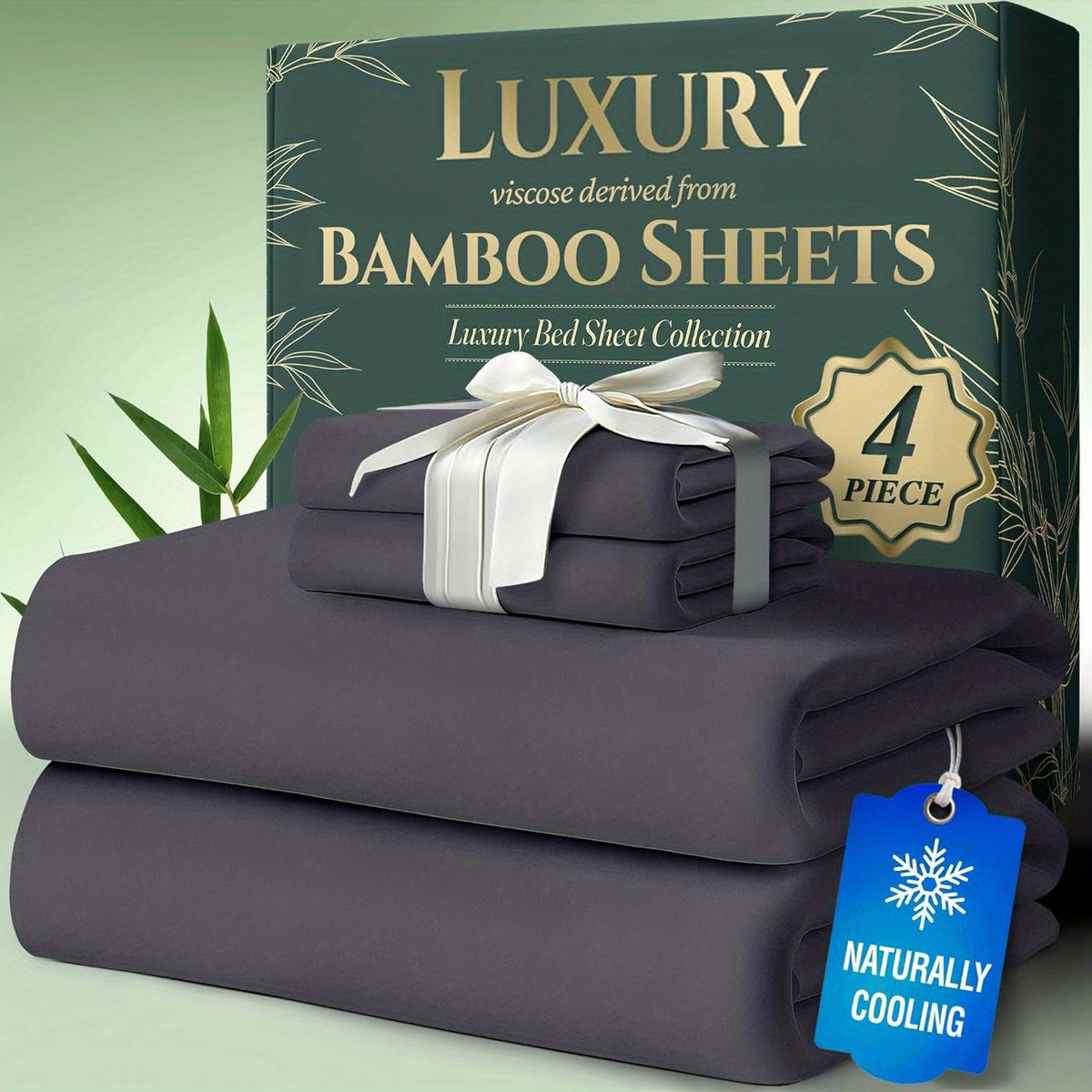 Cooling Bed Sheets Set Bamboo Blend - Ultra-Soft Breathable Deep Pocket Sheets for Hot Sleepers, Twin Full Queen King Size, 13 Colors, Moisture-Wicking Temperature Regulating Bedding