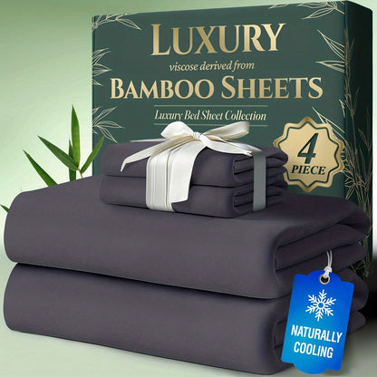 Cooling Bed Sheets Set Bamboo Blend - Ultra-Soft Breathable Deep Pocket Sheets for Hot Sleepers, Twin Full Queen King Size, 13 Colors, Moisture-Wicking Temperature Regulating Bedding