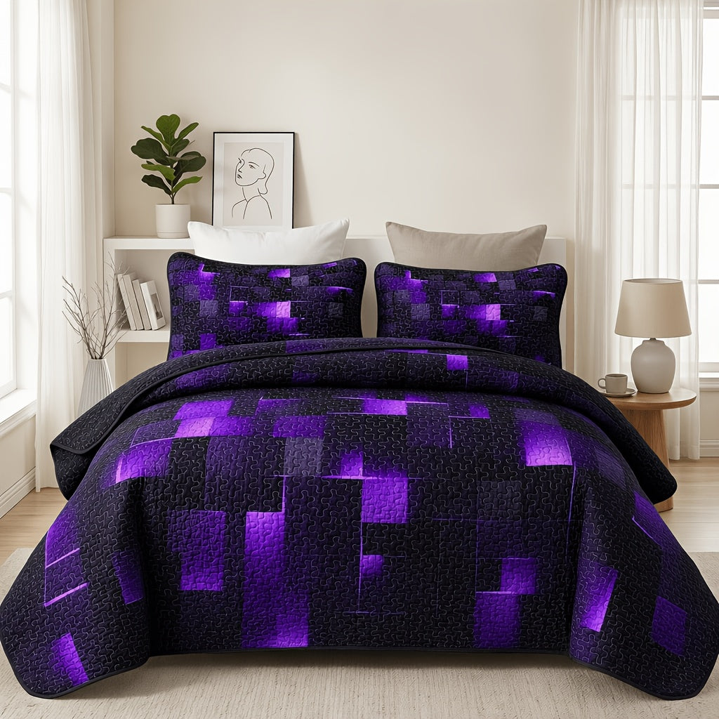 Duvet Cover Set 2/3 Piece Coin Pattern – Soft Skin-Friendly Hypoallergenic Machine Washable Quilt Cover with Pillowcases, Twin Full Queen King, 12 Colors Solid & Plaid Minimalist Bedroom Bedding