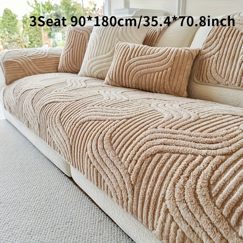 Velvet Plush Sofa Cover Non-Slip Luxury Modern Couch Slipcover – Pet-Proof Breathable Furniture Protector for Living Room Bedroom Office, 2 3 4 Seater