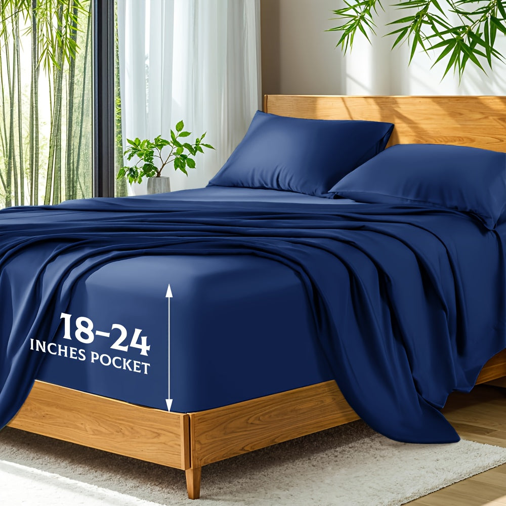 Bamboo Bed Sheets Cooling Twin Full Queen King Size for Hot Sleepers, Breathable Moisture Wicking Soft Bamboo Bedding Set Deep Pocket, Hotel Luxury Sheets 13 Colors Black White Gray Beige