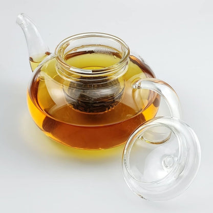 Glass Teapot with Infuser 1000ml – Borosilicate Glass Tea Pot with Detachable Filter for Loose Leaf & Flowering Tea, Gooseneck Spout, Microwave & Stovetop Safe, Optional 4-Cup Tea Set Gift Box