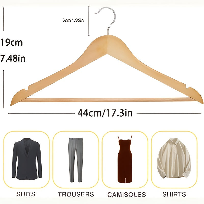 Solid Wood Clothes Hangers 10/20/30 Pack – Heavy-Duty Non-Slip Coat Hangers for Jackets, Dresses & Suits, Space-Saving Sturdy Wooden Closet Organizer for Home, Office & Hotel Wardrobe, Champagne
