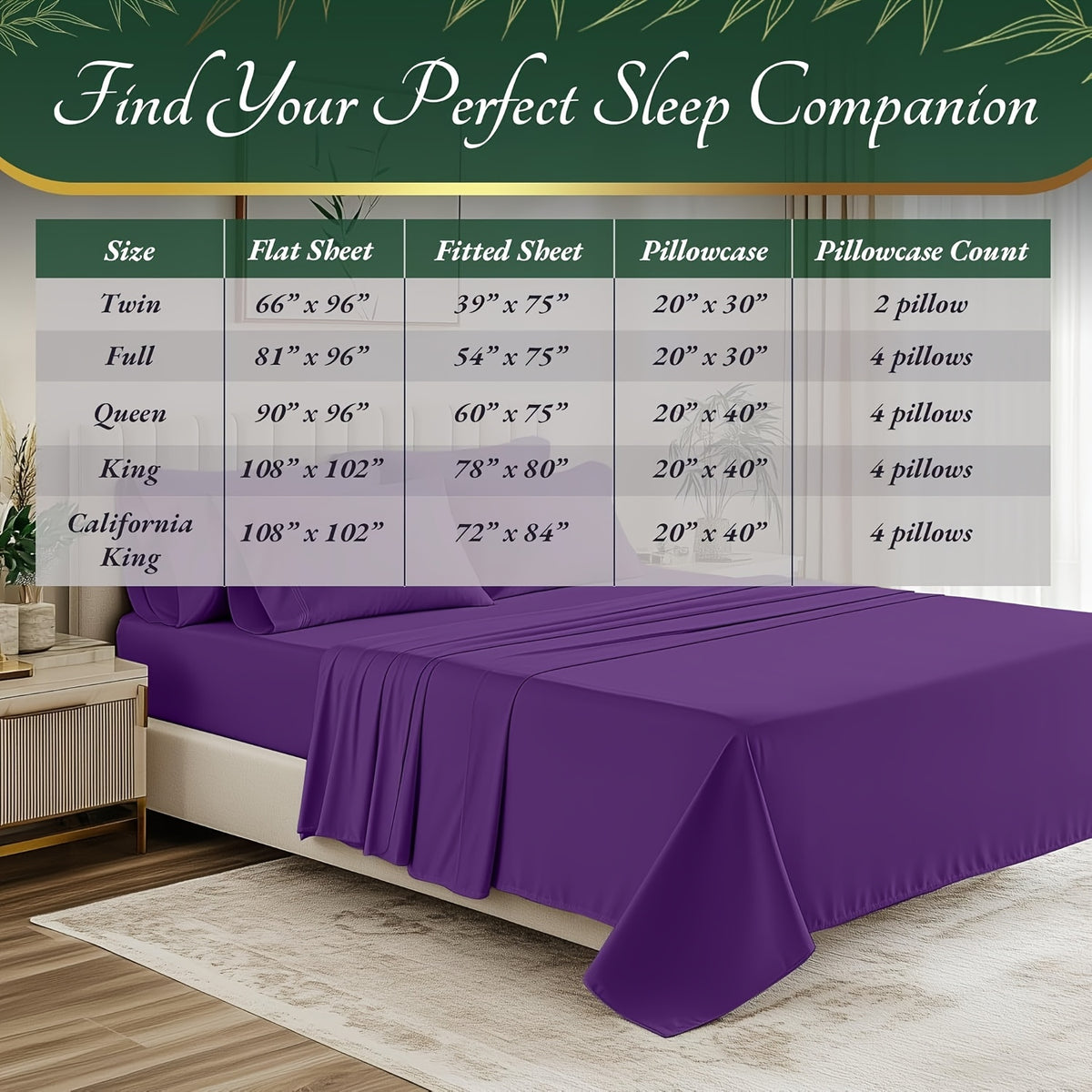 Cooling Bamboo Bed Sheets Set 6 Piece Ultra Soft Deep Pocket Double Stitching Breathable Summer Sheets for Hot Sleepers Twin Full Queen King 15 Colors White Black Gray Navy Lavender Green Pink
