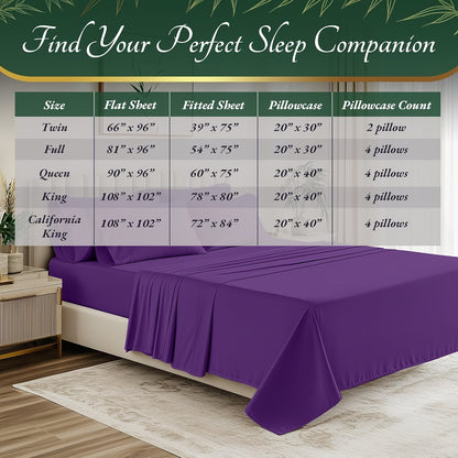 Cooling Bamboo Bed Sheets Set 6 Piece Ultra Soft Deep Pocket Double Stitching Breathable Summer Sheets for Hot Sleepers Twin Full Queen King 15 Colors White Black Gray Navy Lavender Green Pink
