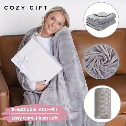 Portable Outdoor Blanket All Season Lightweight Soft Fabric Throw for Camping Picnic Travel Work Breaks, Cozy Warm Blanket for Men Women, Multiple Colors Grey Black Blue Pink Khaki, Perfect Gift