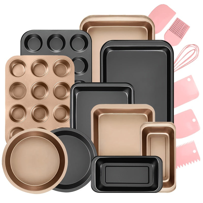 Nonstick Bakeware Set with Baking Pans – Oven-Safe Baking Sheets, Cake Pan, Muffin Pan, Loaf Pan, Roast Pan & Cookie Sheet – Complete Kitchen Baking Supplies with Rack, Whisks & Spatulas (2–24pcs)