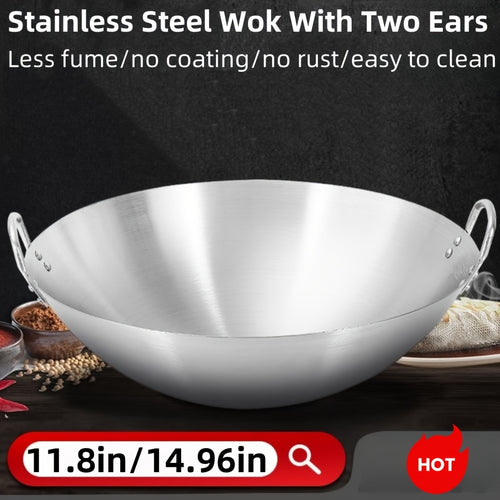 Stainless Steel Wok Pan Nonstick Frying Pan Cookware Kitchen Cooking Pot Stir Fry Pan with Even Heat Distribution