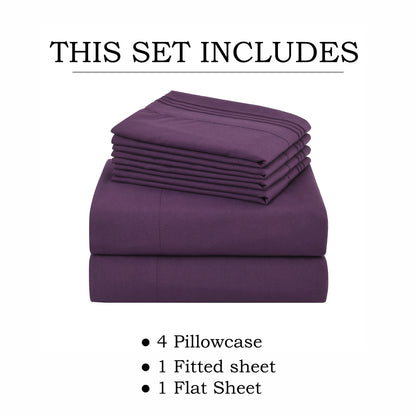Microfiber Bed Sheets Set 6 Piece Hotel Grade 18" Deep Pocket, Breathable Soft Bedding Twin Full Queen King, 100 GSM All-Season Comfort, Machine Washable Fitted Sheet Flat Sheet Pillowcases, 12 Colors