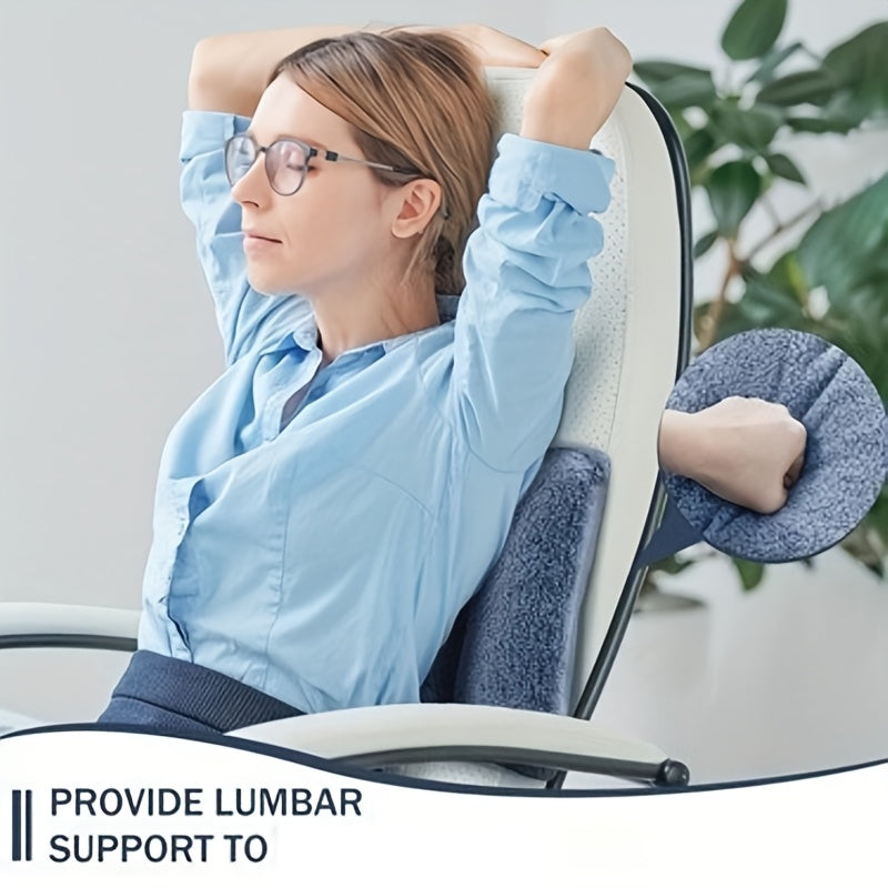 Lumbar Support Pillow for Office Chair - 3-Level Adjustable Backrest Cushion with Knot Design, Soft Polyester Fiber Waist Pillow for Desk Chair Sofa Car, Washable, Dark Gray Coffee Gray Blue Tan