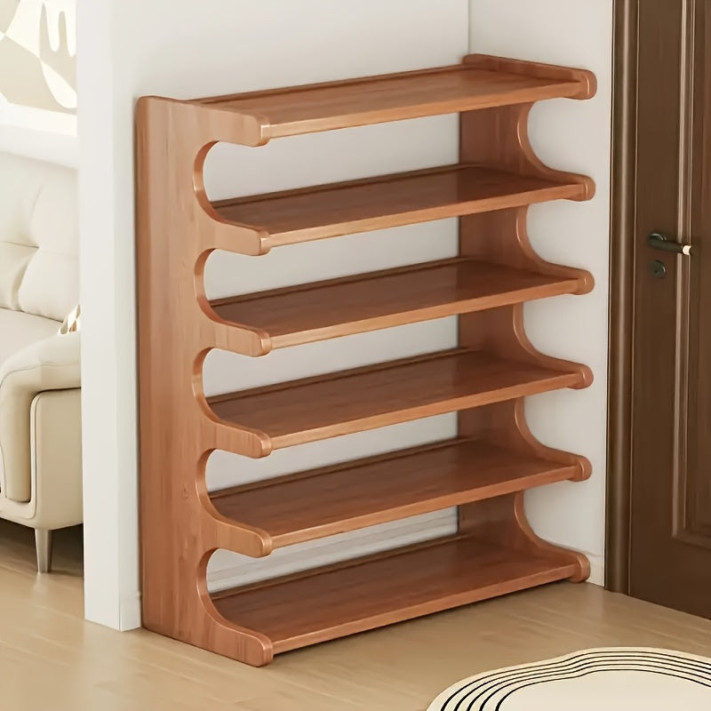 Cube Shoe Storage Rack 3/5/6 Tier with Wood Grain Finish – Freestanding Multi-Layer Independent Shoe Shelf, Space-Saving Easy Assembly Organizer for Entryway Dorm Bedroom Closet, Brown