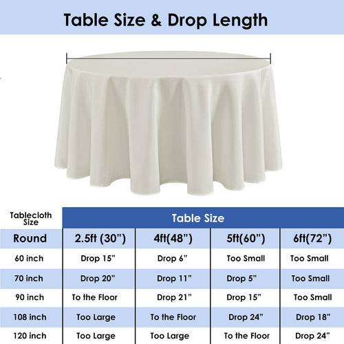 Round Tablecloth 10 Pack Wrinkle-Resistant Polyester Fabric Table Cover for Wedding Party Banquet Restaurant Home, Washable Reusable Round Table Cloth 60 70 90 108 120 Inch Multiple Colors