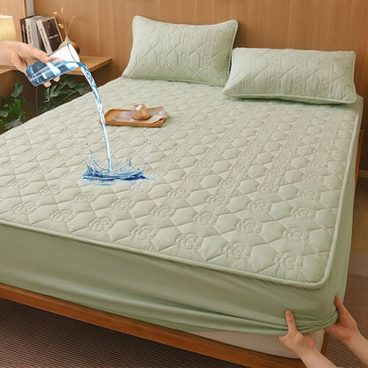 Waterproof Fitted Sheet Checkered Pattern Soft Breathable Mattress Protector - Lightweight Minimalist Bed Sheet for Twin Full Queen King - Pink Blue Green Khaki Black White Gray