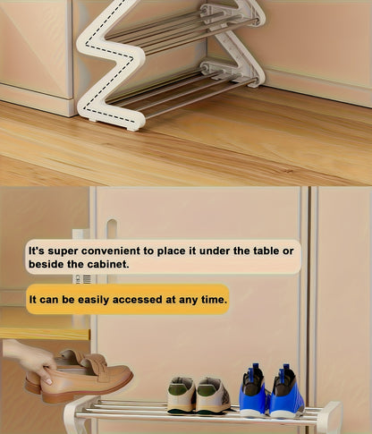 4-Tier Shoe Rack Organizer for Entryway, Upgraded Metal Tube Shoe Shelf with Thickened Plastic Parts, Multi-Layer Freestanding Shoe Storage for Bedroom Hallway Dormitory Closet, Space Saving Shoe Stand, Multiple Colors