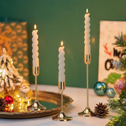 Metal Candle Holders Set of 12 - Elegant Tapered Design Tabletop Centerpiece for Wedding, Christmas, Halloween & Anniversary Decor, Polished Finish Candlestick Holders for Home & Hotel