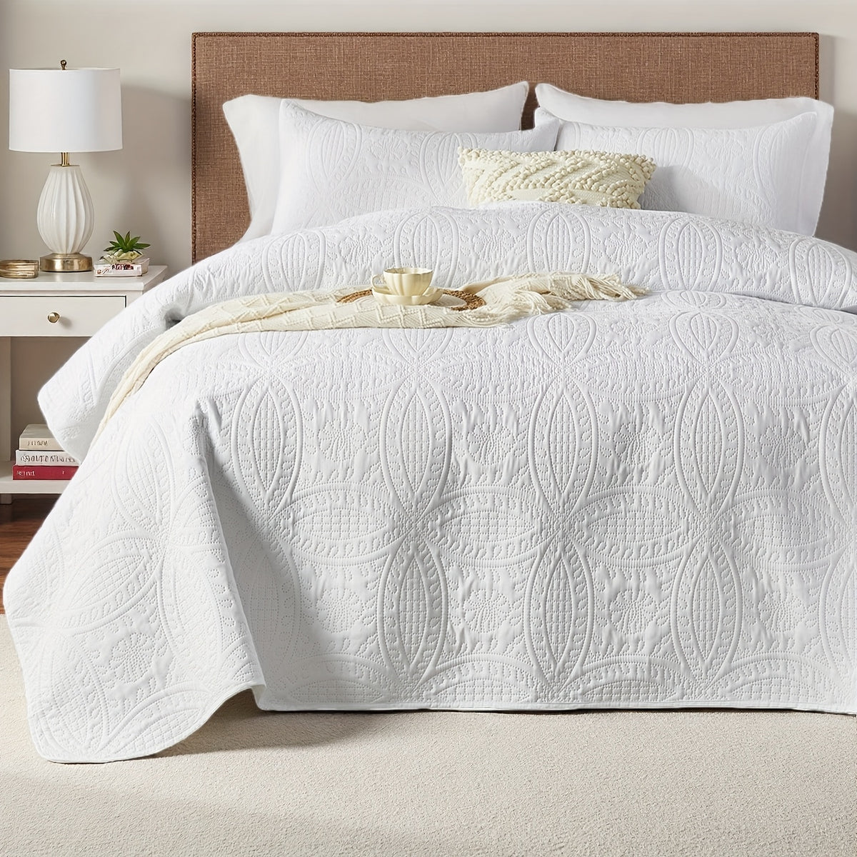 Coin Pattern Quilt Set 2/3 Piece – Lightweight Microfiber Bedspread Soft All-Season Coverlet with Pillow Cases, Twin Full Queen King, Modern Style Bedroom Comforter Set Multiple Colors & Random Color