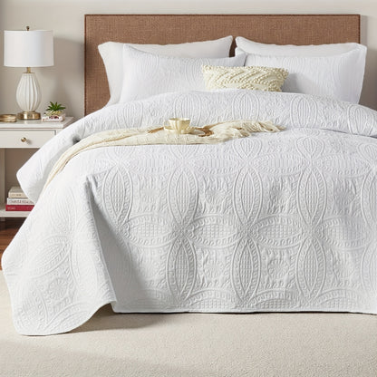 Coin Pattern Quilt Set 2/3 Piece – Lightweight Microfiber Bedspread Soft All-Season Coverlet with Pillow Cases, Twin Full Queen King, Modern Style Bedroom Comforter Set Multiple Colors & Random Color