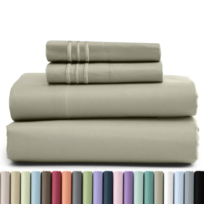 1800 Series Bed Sheets Set 4 Pieces – Brushed Microfiber Deep Pocket Sheet Set with Pillowcases, Cooling & Breathable Bedding for All Seasons, Fade Resistant, Fits Mattresses Up to 16 Inches