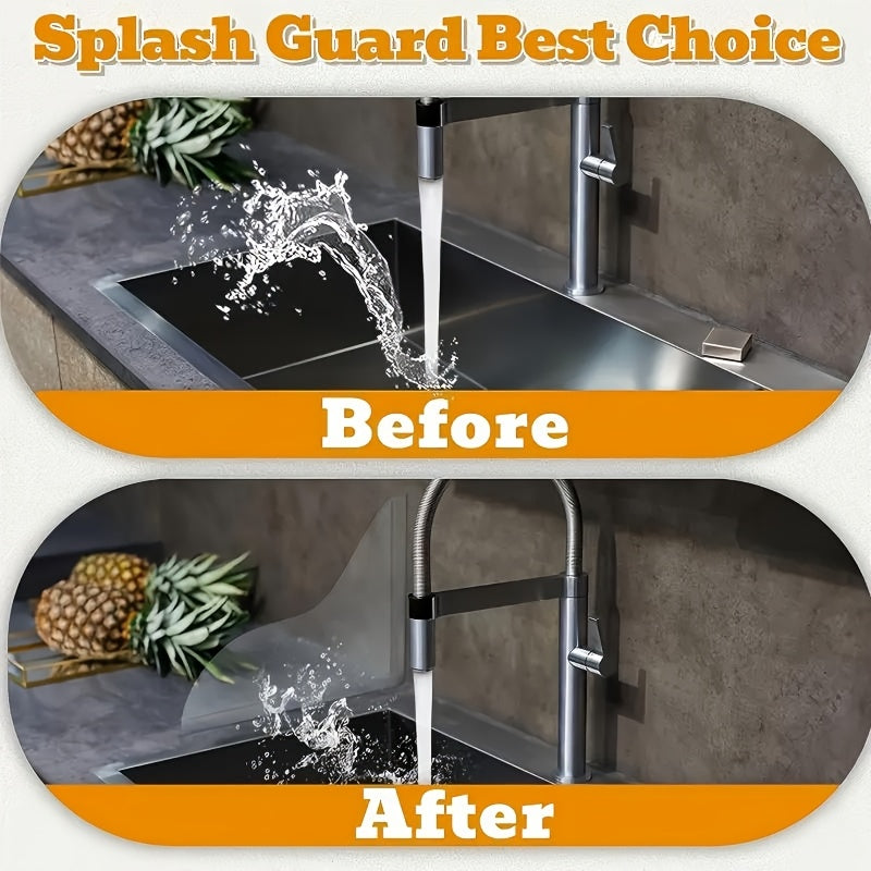 Curved Acrylic Splash Guards for Bathtub & Sink - 2pcs Transparent Waterproof Bathroom Splash Protectors, Tool-Free Adhesive, No Drilling Required, Heavy-Duty Durable Design