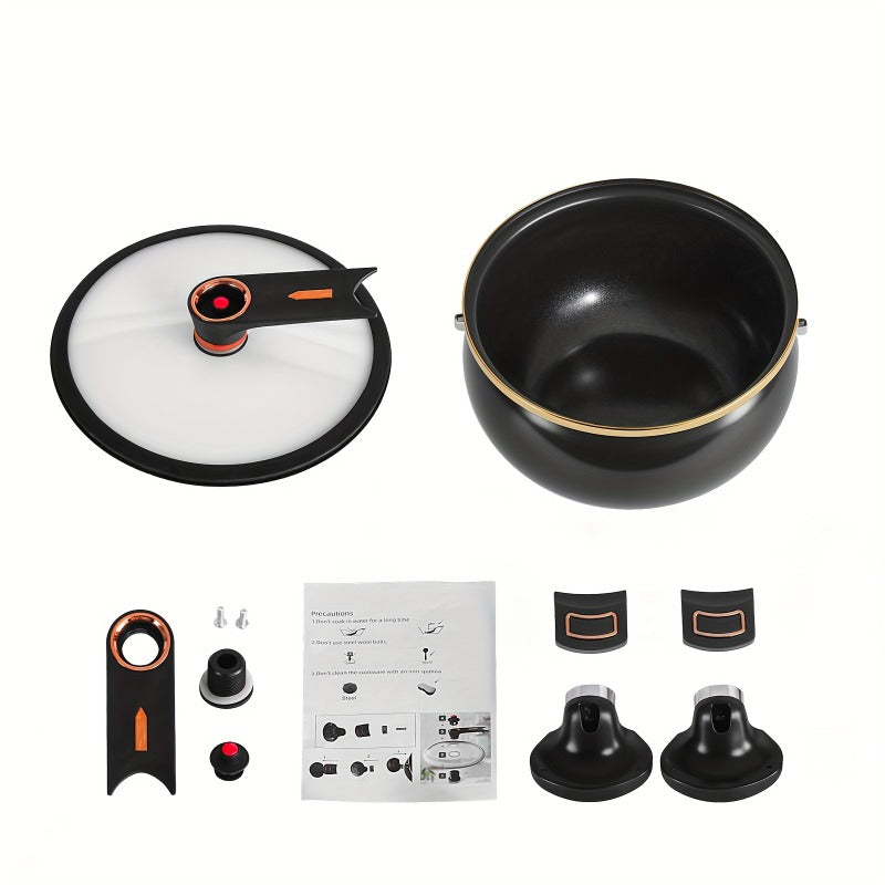 Non Stick Soup Pot Large Capacity 1.85 Gallon with Twist Lock Handle – Multifunctional Stew Cooking Pot for Gas Stove Induction Cooker Open Flame, Fry Boil Stew Bake