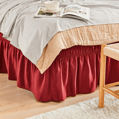 Bed Skirt Wrap Around Elastic – 15 Inch Drop Microfiber Dust Ruffle No Lift Needed Adjustable Hotel Quality Fade Resistant Machine Washable Twin Full Queen King 30 Colors