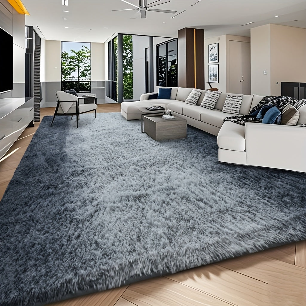 Machine Washable Shaggy Area Rug 650GSM Thick Plush – Soft Fluffy Carpet for Living Room Bedroom Playroom, Jacquard Tie-Dye & Solid Colors, 5x8 6x9 8x10 Ft, Black Grey White Pink Blue