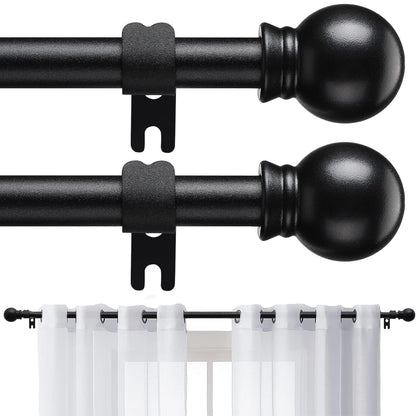 Curtain Rods 2 Pack Matte Black Adjustable 28-95 Inch 5/8 Inch Diameter Extra Long Window Curtain Rod for Living Room Bedroom Bathroom Kitchen
