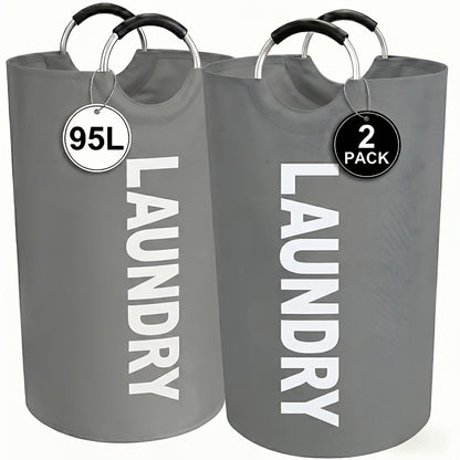 Large Laundry Basket Set of 2, Foldable 25.1 Gallon Elevated Hamper with Half Ring Handle – Collapsible Clothes Hamper for Bedroom, Bathroom & Dorm, Multiple Colors, Sturdy & Space-Saving Design