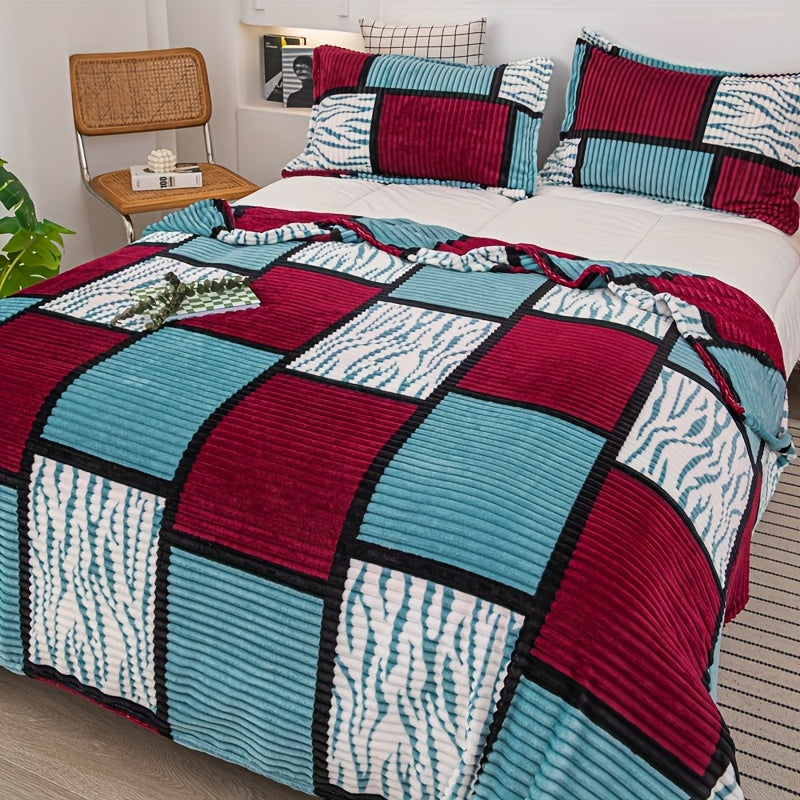 Plaid Throw Blanket Super Soft Cozy Fleece - Multi-Size All-Season Lightweight Blanket for Bed Sofa Couch, Warm Comfortable Grid Print Blanket for Home Office Travel Nap, Modern Farmhouse Style