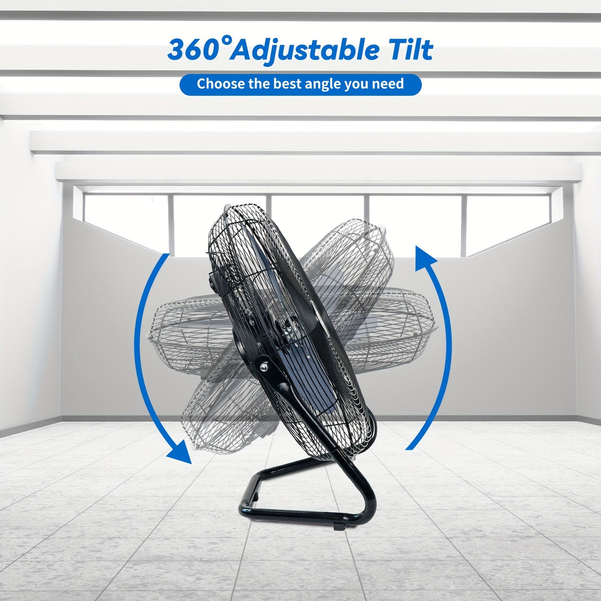 High Velocity Industrial Floor Fan 9 & 14 Inch – Heavy Duty Metal Cradle Fan with 3-Speed Control, 360° Tilt, Powerful Airflow for Warehouse, Workshop, Garage, Basement & Home Cooling, 120V US Plug