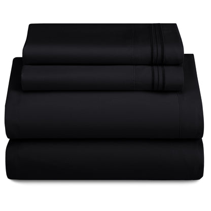 Soft Microfiber Bed Sheet Set 4-Piece 1800 Series 16 Inch Deep Pocket Hotel Luxury Cooling Sheets with Embroidered Pillowcases, Fade & Shrink Resistant, Twin to Cal King, 20 Colors