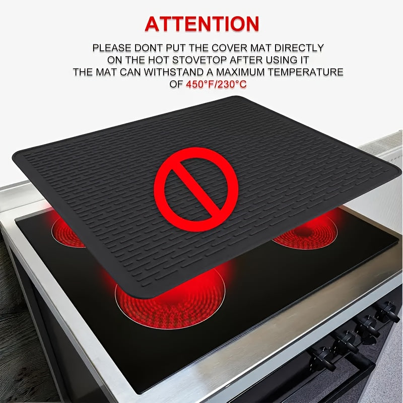 Silicone Stove Top Cover Mat 28x20 Inch Heat-Resistant Cooktop Protector 1/2pcs – Scratch-Resistant Glass Cooktop Guard & Dish Drying Mat for Gas Electric Stoves, Kitchen Counter Protector