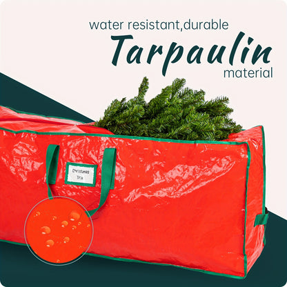 Christmas Tree Storage Bag 7.5ft – Heavy Duty Extra Large Xmas Tree Bag with Reinforced Handles & Dual Zippers, Wide Opening, Red Holiday Tree Storage Organizer