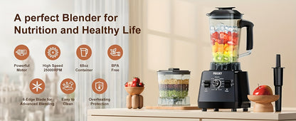 Countertop Blender 2400W 68oz Professional Food Processor, 25000RPM Powerful Smoothie Blender for Kitchen with 2 Containers, Ice Crushing Milkshake Juice Sorbet Grinder Combo in 7 Colors