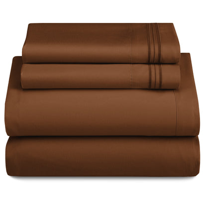 Soft Microfiber Bed Sheet Set 4-Piece 1800 Series 16 Inch Deep Pocket Hotel Luxury Cooling Sheets with Embroidered Pillowcases, Fade & Shrink Resistant, Twin to Cal King, 20 Colors