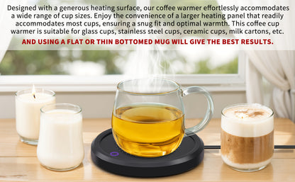 Electric Mug Warmer with Temperature Control - Fast Heating Coffee Cup Warmer for Desk, 110V US Plug Beverage Heater for Coffee, Milk, Tea, Candle Wax, Perfect Gift for Coffee Lovers