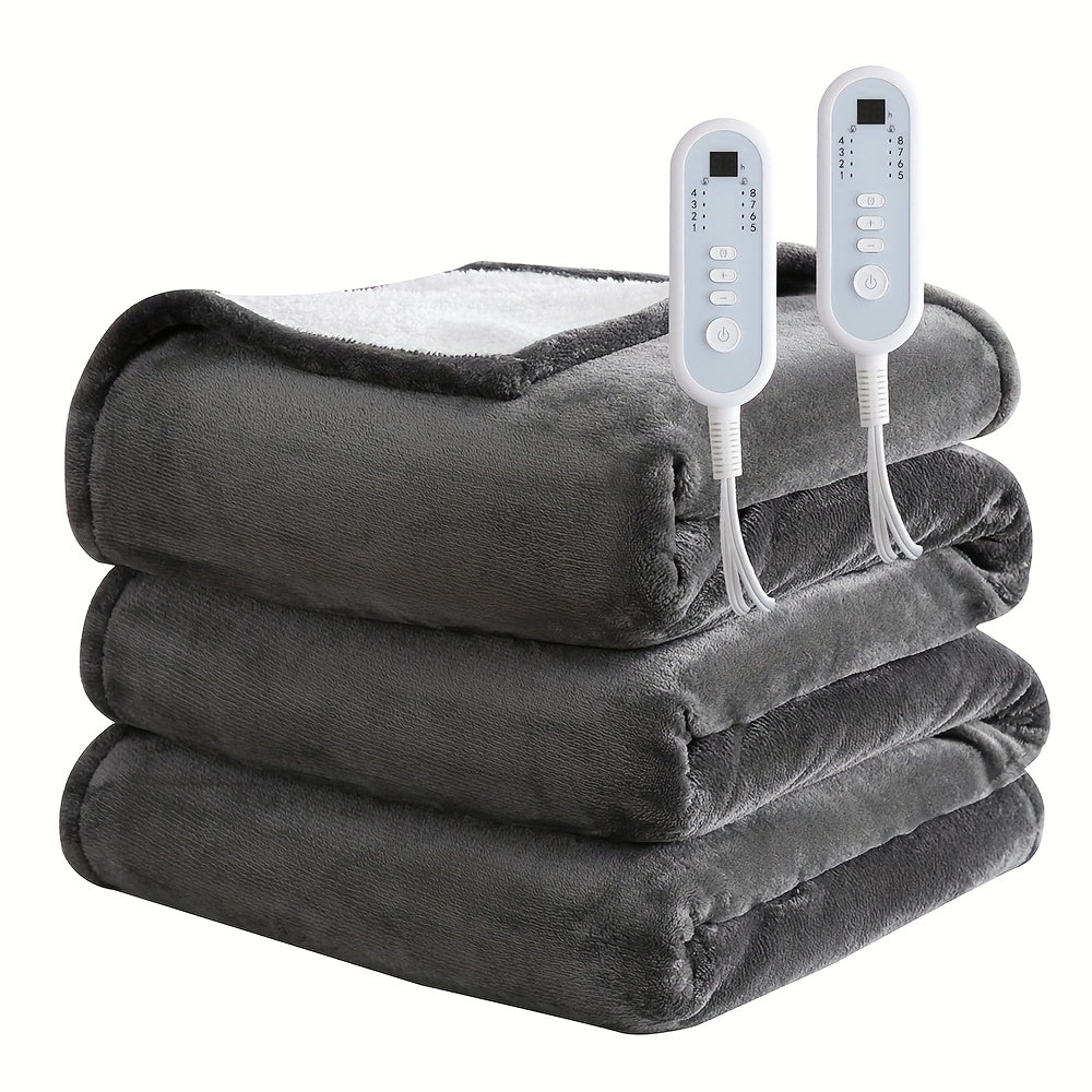 Heated Blanket Electric Flannel with 8 Heat Settings & 10-Hour Auto Off Timer, PTC NTC Dual Overheat Protection, Machine Washable Electric Blanket Throw Twin Full Queen King for Bed Couch Sofa