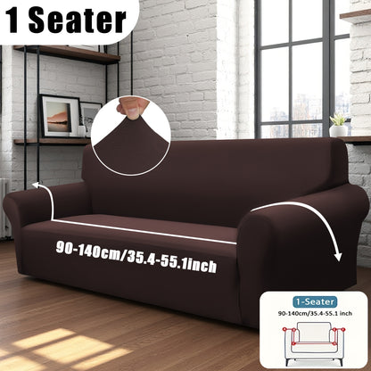 Stretch Sofa Cover with Elastic Band – Milk Fiber Slipcover, Machine Washable, Fits 1 to 4-Seater Sofas & Armchairs, Red Gray Blue Black Coffee