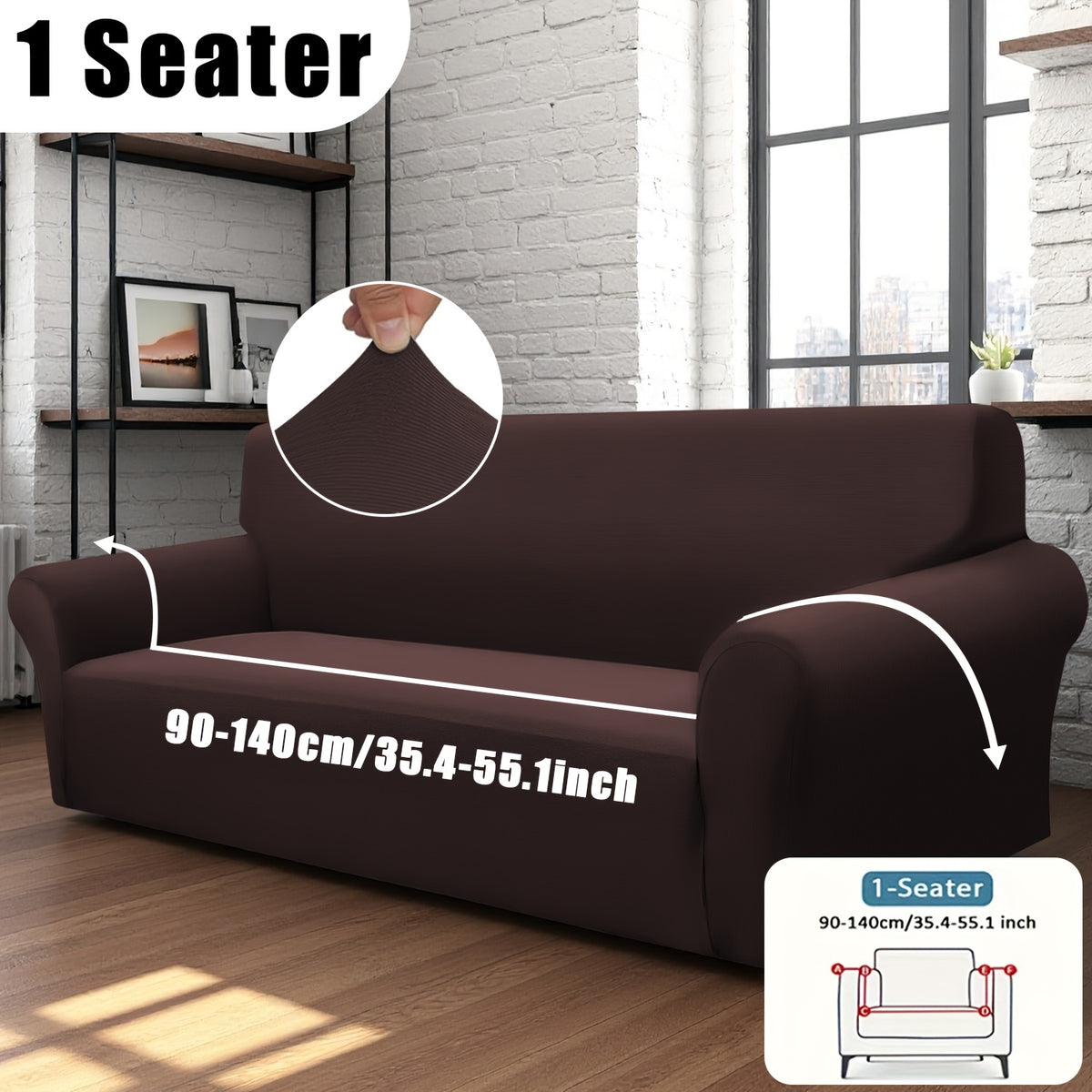 Stretch Sofa Cover with Elastic Band – Milk Fiber Slipcover, Machine Washable, Fits 1 to 4-Seater Sofas & Armchairs, Red Gray Blue Black Coffee