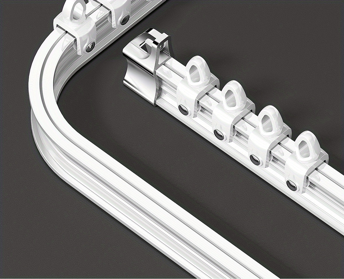 Flexible Curtain Rail Track Ceiling Mount, Bendable PVC Curtain Rod for Bay Window Bathroom Curved Walls, Easy Trim to Fit, White Glossy Finish, Modern Home Decor Curtain Accessories, No Tools Needed