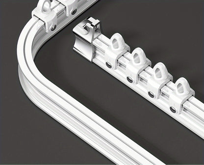 Flexible Curtain Rail Track Ceiling Mount, Bendable PVC Curtain Rod for Bay Window Bathroom Curved Walls, Easy Trim to Fit, White Glossy Finish, Modern Home Decor Curtain Accessories, No Tools Needed