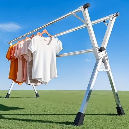 Foldable Clothes Drying Rack 3-Bar – Retractable Stainless Steel Laundry Drying Rack for Indoor & Outdoor Use, Heavy Duty Collapsible Clothesline, 63” / 79” / 95” Adjustable Length